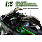 Kawasaki H2R 1:6 Scale  Alloy Model | Key Start | Smoke injection with Sound effects(Matte Black)