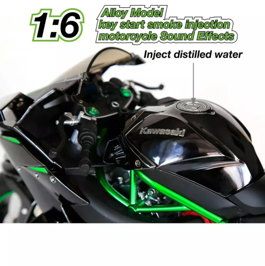 Kawasaki H2R 1:6 Scale  Alloy Model | Key Start | Smoke injection with Sound effects(Matte Black)