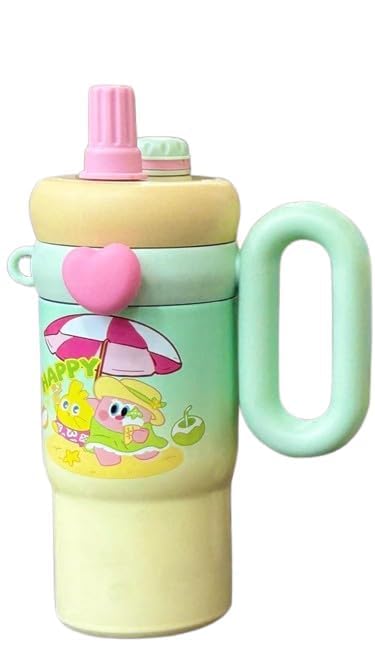 Fancy Kitchen Cartoon Kids Tumbler – 850ml Stainless Steel  Travel Mug – Perfect for School . (Rainbow Pink)