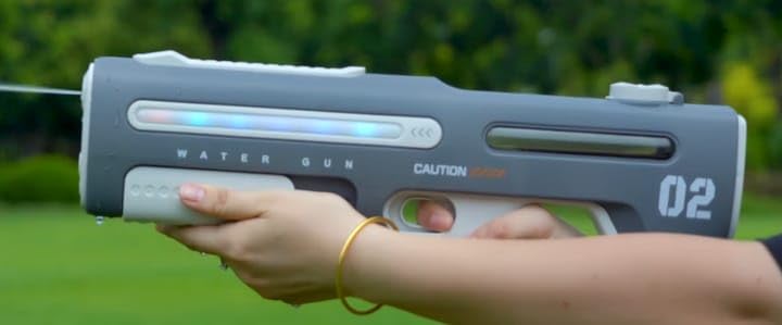 Brilliant Toys Long-Range Dual Mode Electric Water Gun 350ml Automatic High-Pressure Blaster for Kids & Adults | Water Gun for Holi (White)