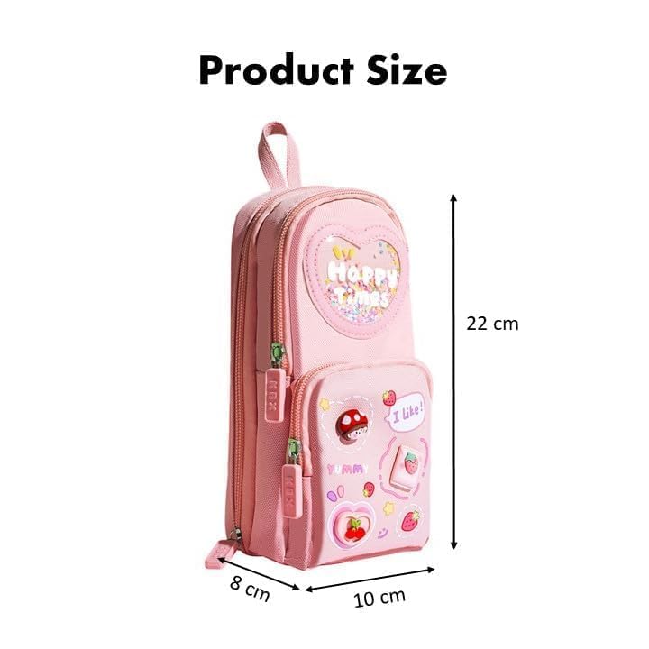 Premium Pencil Case, 6 Layer, 3 Compartments , Cute Aesthetic Design For Girls, Purple