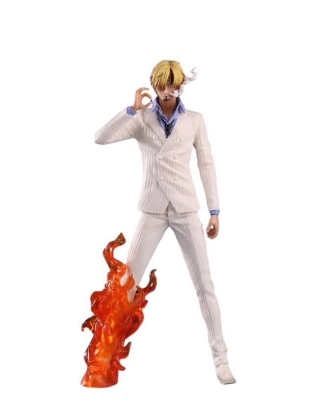 BAKA | One Piece Vinsmoke Firekick Sanji Action Figure 32 cm | White Suit Anime PVC Collectible Statue