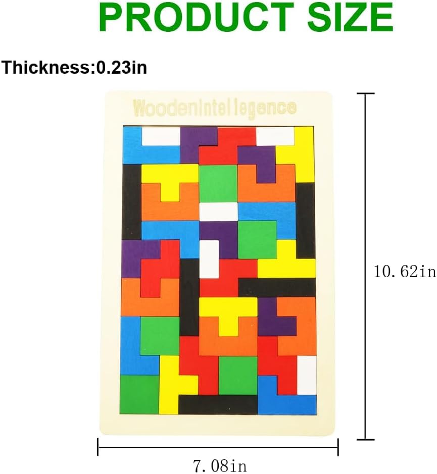 Wooden Tangram Puzzle for Kids 40 Pieces | Montessori Brain Teaser Blocks Game | Educational Wooden Toys for Toddlers | Color & Shape Learning Puzzle Gift for Boys & Girls