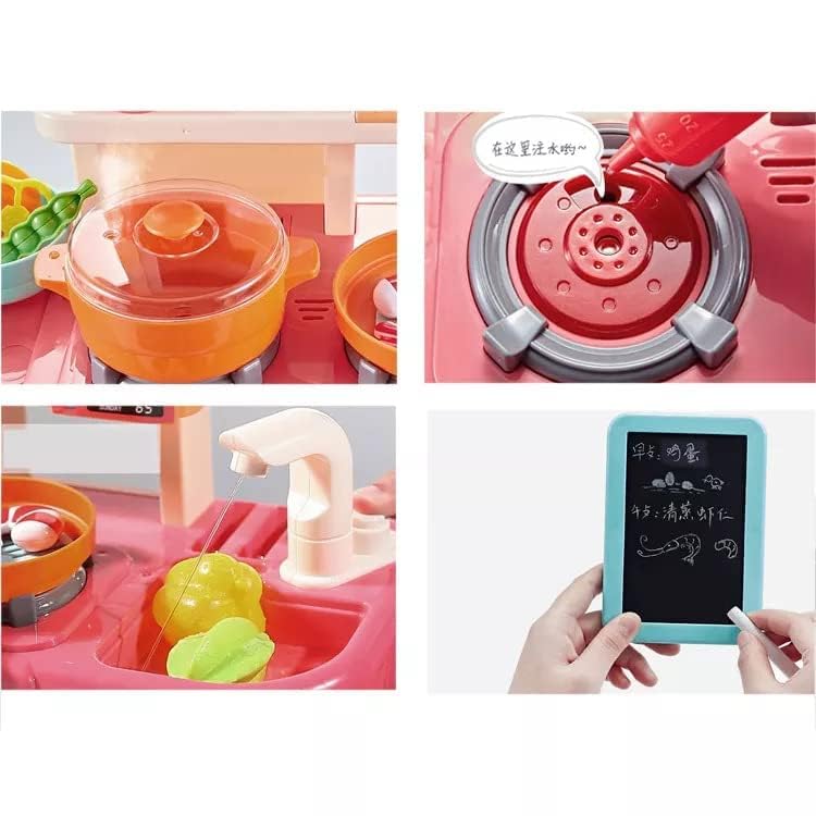 Kitchen Playset for Kids, Kitchen Set for Toddler with Gas Sound & Light, Cooking Stove with Steam ,Toy Kitchen Accessories with Running Water, Kitchen Toys for Kids Girls Boys (42 Pcs)
