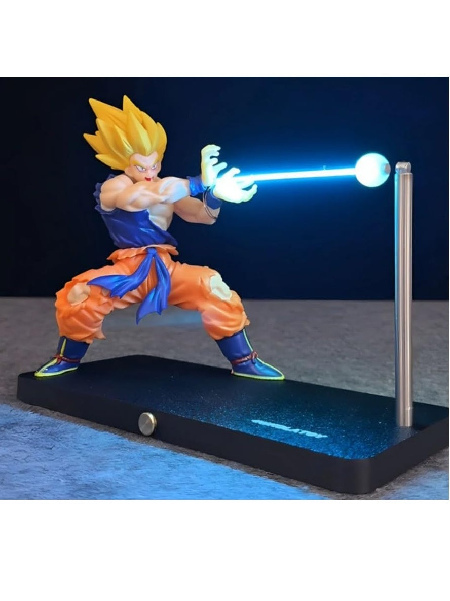 Goku Action Figure for Dragon Ball Z, Desktop Decoration with Stand, Kamehameha Light Effect