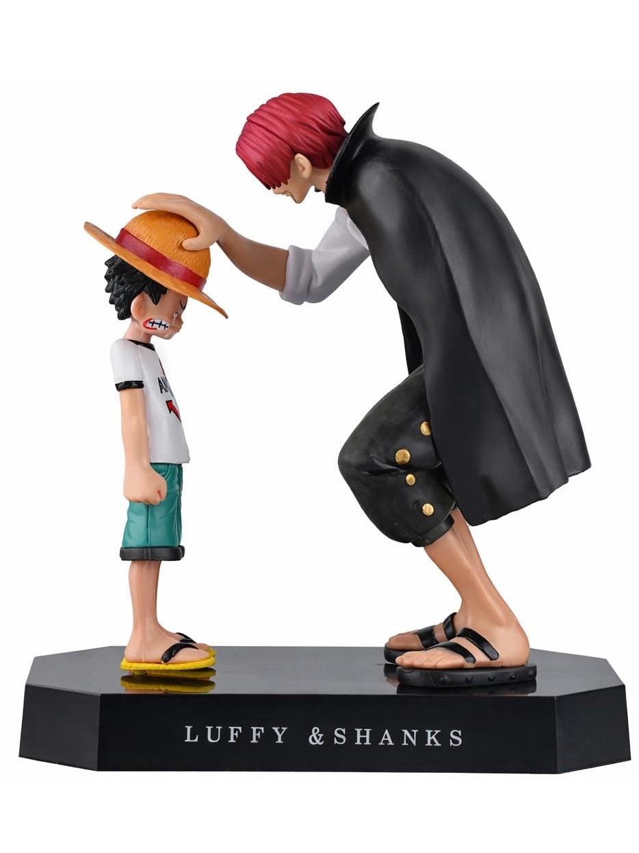 Luffy & Shanks Anime Action Figure 17CM Collectible PVC Statue with Emotional Reunion Pose, Display Model for Desk Decor, Shelf Decoration, Anime Fans & Collectors Gift
