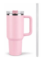 Stainless Steel Insulated Tumbler with Handle, Lid & Straw | Hot & Cold Large Travel Mug Water Cup for Gym, Office & Outdoor Use | Leakproof | 1200 ml(Pink)