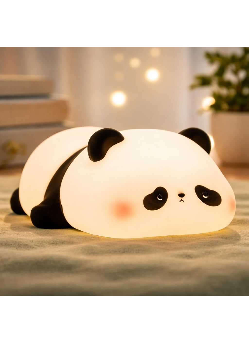 Sleeping Panda Silicone Night Lamp, USB Rechargeable Touch Sensor 7 Color LED Bedside Light for Kids Bedroom,Gift