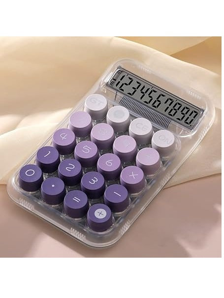 10-Digit Transparent Sugar Cube Calculator Office Supplies Scientific Computer Student Dedicated Accounting Calculator (Purple)