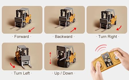 Mini RC Forklift  Construction Vehicle | 1:64 Scale Die-Cast Metal Body | Remote Control Engineering Toy Vehicle for Kids