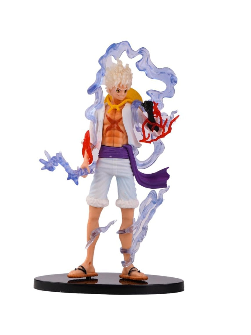 One Piece Monkey D. Luffy Gear 5 Action Figure Toy with Lightning Effect Display Base (Height-18 cm)