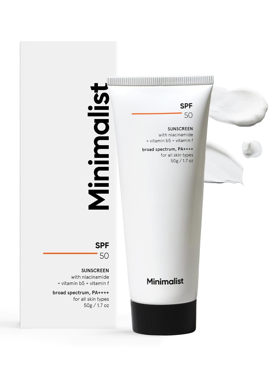 Minimalist Cream Sunscreen SPF 50 Lightweight With Multi-Vitamins, No White Cast, Broad Spectrum PA ++++ Acne Safe For Unisex, 50g