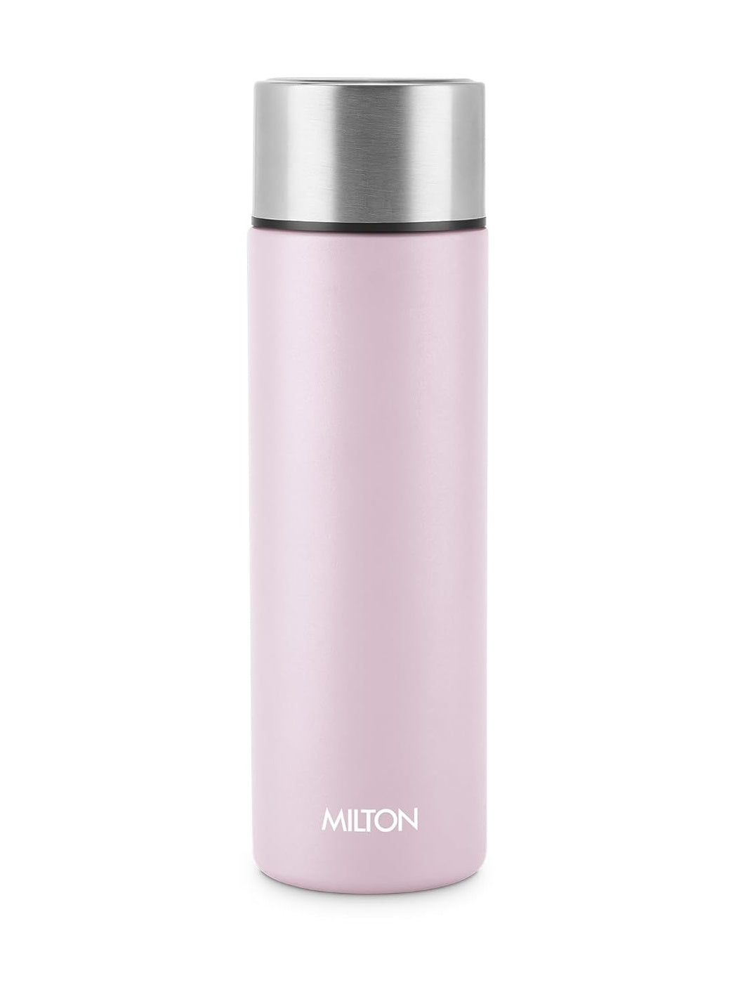 MILTON Glide 1000 Stainless Steel Water Bottle 1 LTR, Single Walled, ISI Certified I Leak Proof Lid, Rust Proof I for School, Office, Gym I Light Pink