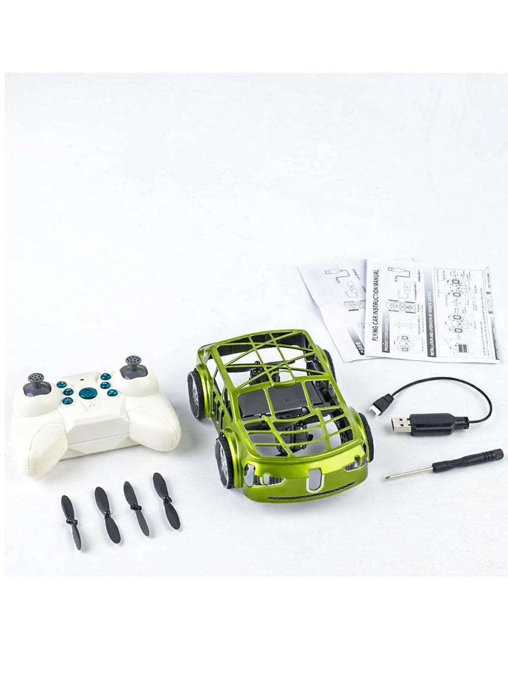 Flying Falcon RC Car 2-in-1 Air & Ground Racer | One-Click Takeoff Landing, Cool LED Lights, 360° Drift Stunt Vehicle Toy