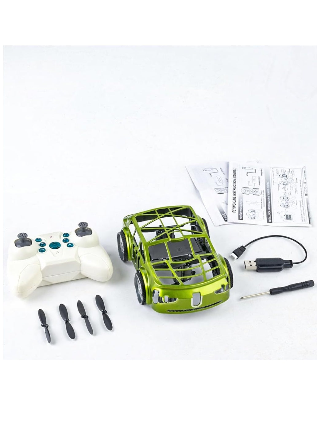 Flying Falcon RC Car 2-in-1 Air & Ground Racer | One-Click Takeoff Landing, Cool LED Lights, 360° Drift Stunt Vehicle Toy