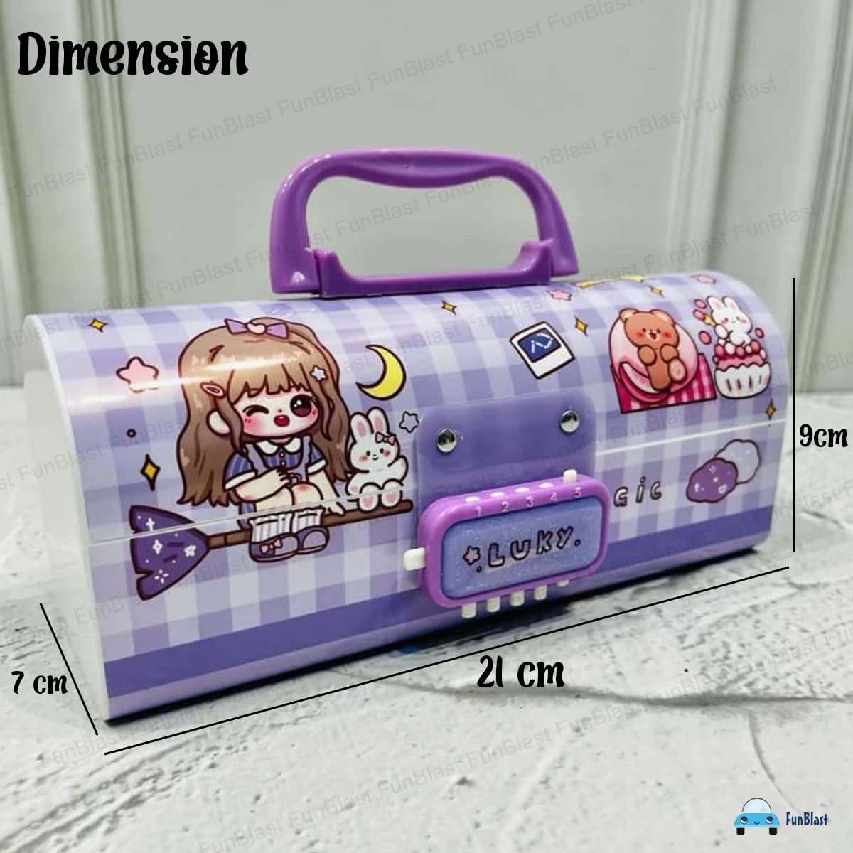 Kids Pen & Pencil Box – Suitcase Style Password Lock Pencil Case, Multi-Layer Pencil Box for Kid, Boys, Girls, Stationary Organizer Case for Kid, Return Gift for Kids (Lucky)
