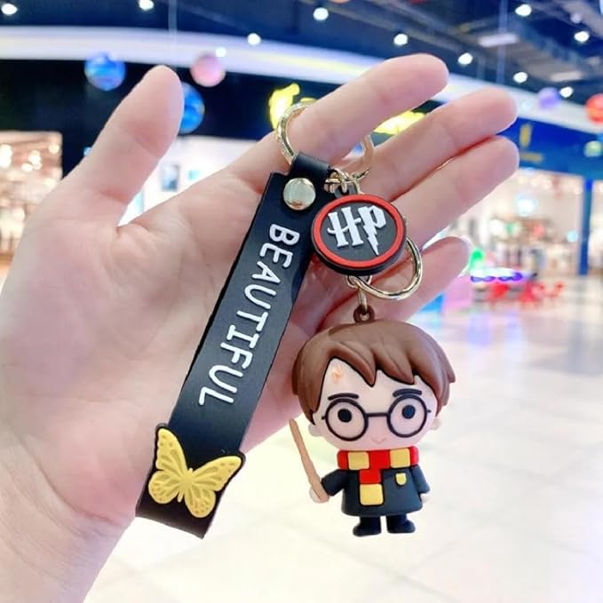 Harry Potter Cute 3D Silicon Cartoon Keychain - Cute Design Key Holder for Bags, Backpacks, and Keys