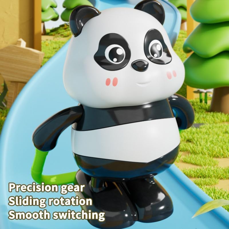 Cute Panda Action Toy Set for Kids, 3 PCS Interactive Rotating Panda Play Figures with Skateboard, Hula Hoop & Jump Rope, Gift for Boys and Girls Age 3+