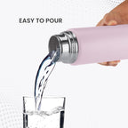 MILTON Glide 1000 Stainless Steel Water Bottle 1 LTR, Single Walled, ISI Certified I Leak Proof Lid, Rust Proof I for School, Office, Gym I Light Pink