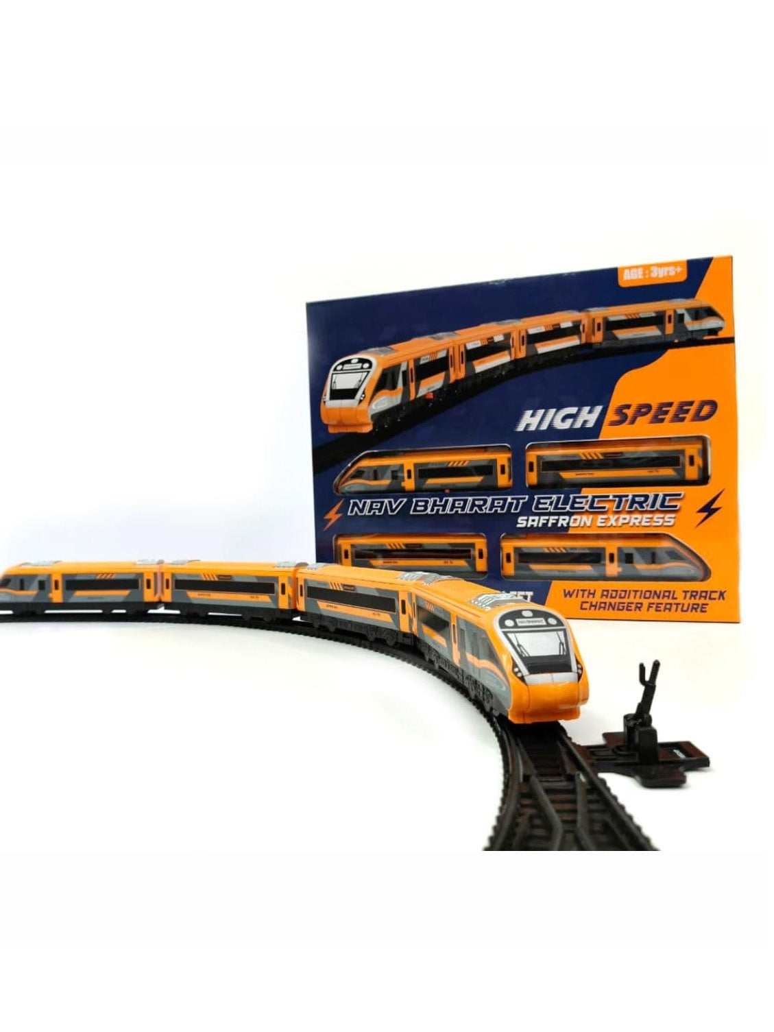 Vande Bharat Express Battery Operated Train Set for Kids with Tracks & Coaches | Big Size Electric Locomotive Toy Train with Interlocking Railway Track & Track Changer | Indian Train Toy for Boys