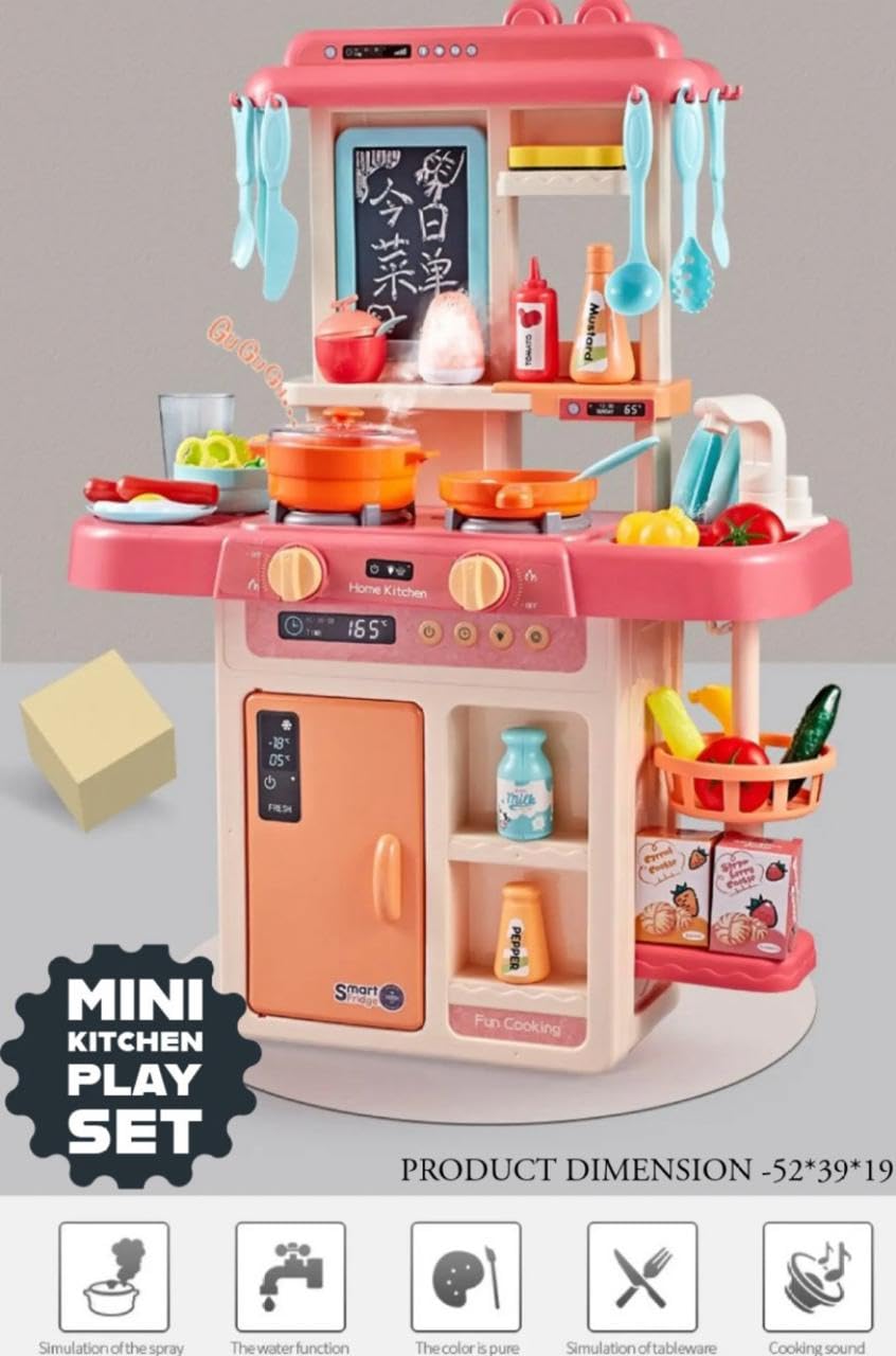 Kitchen Playset for Kids, Kitchen Set for Toddler with Gas Sound & Light, Cooking Stove with Steam ,Toy Kitchen Accessories with Running Water, Kitchen Toys for Kids Girls Boys (42 Pcs)