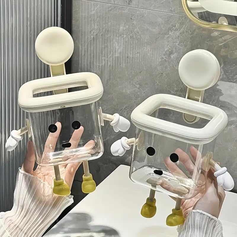 Creative Cartoon Toothbrush Holder, Multipurpose Wall Mount Bathroom Storage Organizer, Self Adhesive Rack for Toothbrush, Toothpaste, Face-Cream, Lotion (Toothbrush Holder)