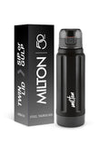 Milton Taurus 600 Steel Thermoware, Inner Stainless Steel, PU Insulated, Leak Proof Water Bottle for School Kids, Office, Gym, Easy to Carry Handle, 560 ml, Black
