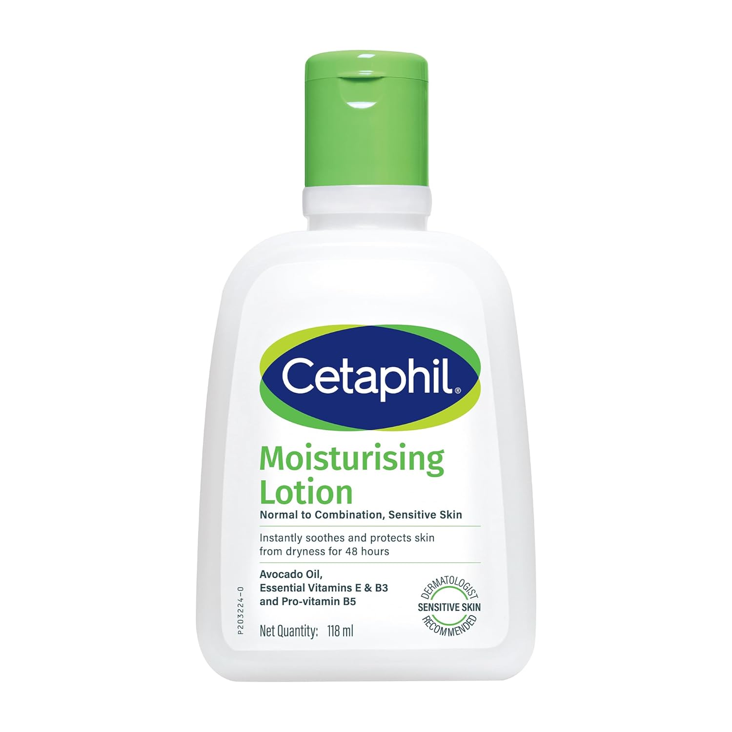 Cetaphil Moisturising Lotion 118 ml for Dry to Normal & Sensitive Skin | 48H Hydration with Niacinamide, Panthenol & Glycerin | Fragrance-Free, Non-Greasy, Dermatologist Recommended