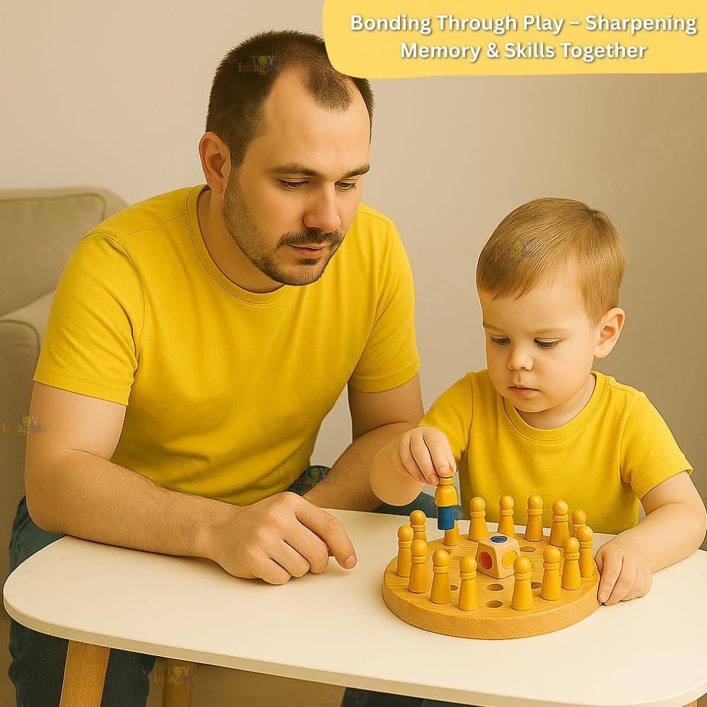 Wooden Color Memory Chess Game for Kids Age 3+ | Wooden Memory Match Stick Chess Board Game | Brain Puzzle Toy for Boys, Girls & Adults | Montessori Learning & Family Game