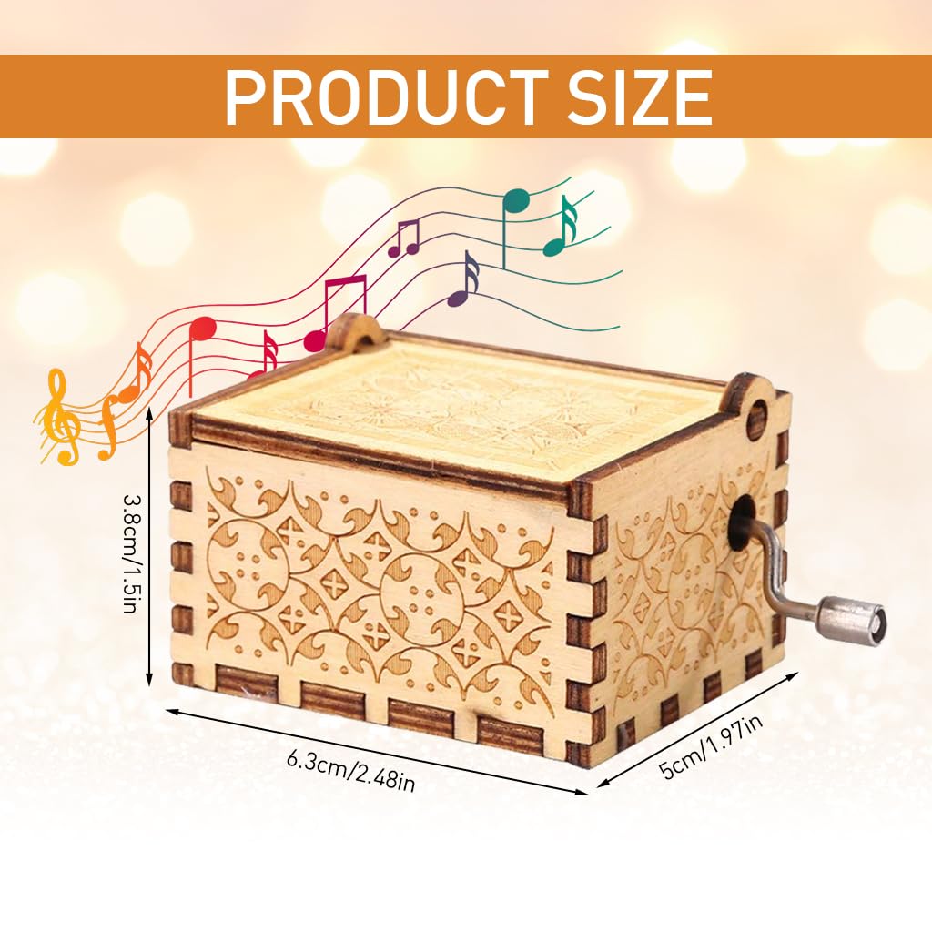 Wooden Vintage Hand Crank Music Box, 'Friends' Music Box Wooden Music Box Gift, Retro Engraved Music Box, Birthday Gift Desk Decoration Gift