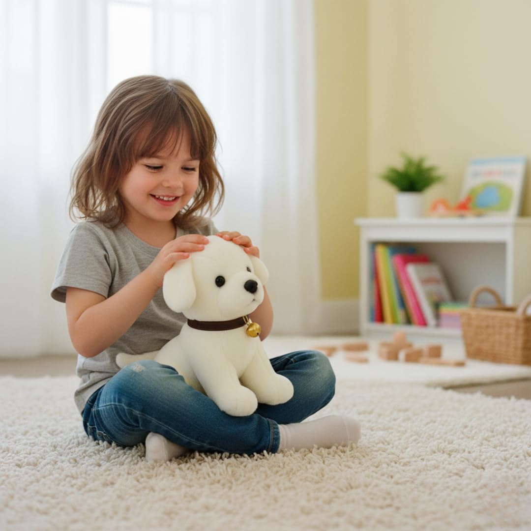 Babique Dog Plush Soft Toy Cute Kids Animal Home Decor Boys/Girls/Baby (25 cm, White)
