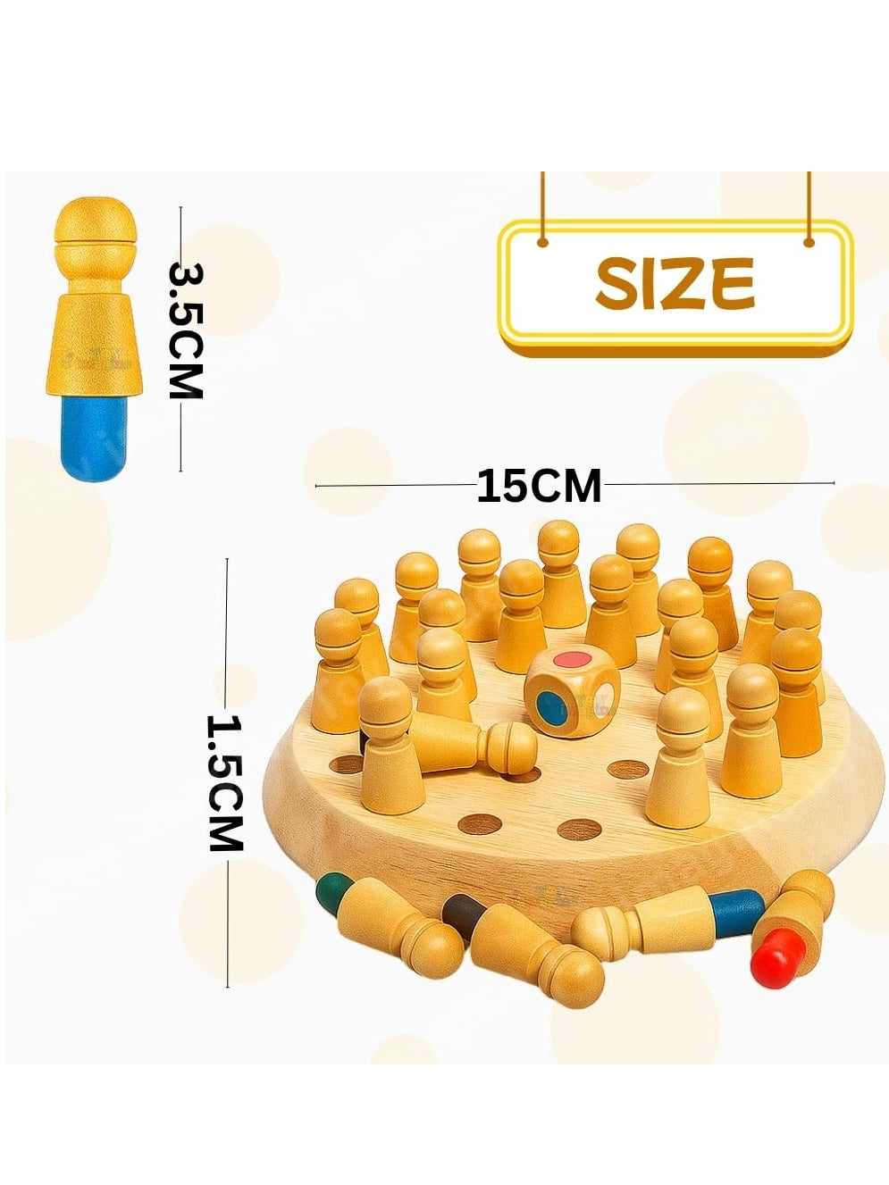 Wooden Color Memory Chess Game for Kids Age 3+ | Wooden Memory Match Stick Chess Board Game | Brain Puzzle Toy for Boys, Girls & Adults | Montessori Learning & Family Game