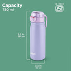 MILTON Reva 750  Stainless Steel Water Bottle with Twin Lid Sip or Gulp, 750ml | Single Wall, BPA-Free, Leakproof | Ideal for Home, Office, Gym & Travel, Purple