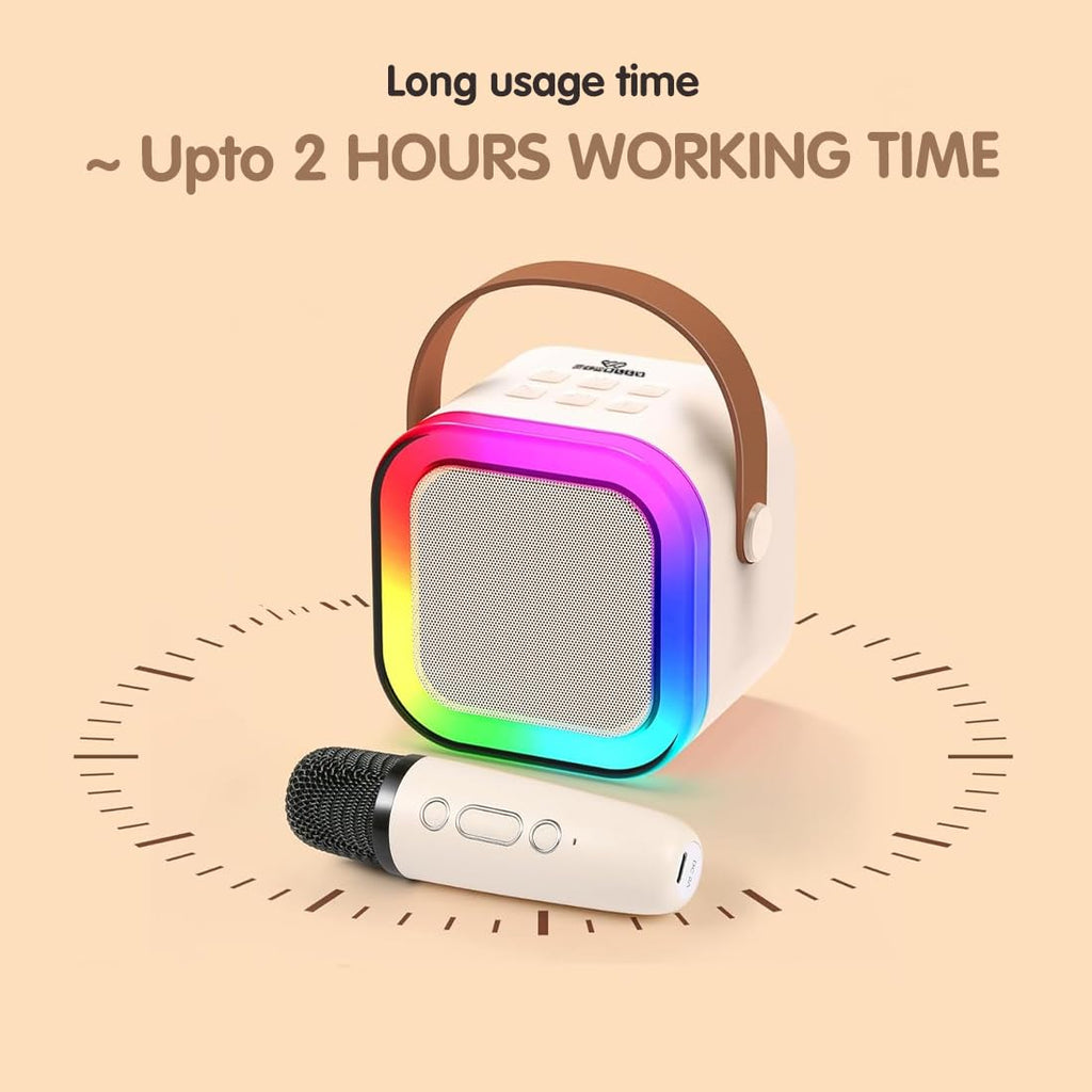 Rechargeable Karaoke Mic with Speaker for Singing | Wireless Mini Portable Bluetooth Speaker with Microphone & LED Lights | Cute Birthday Gift  Musical Toys for Kids and Adults