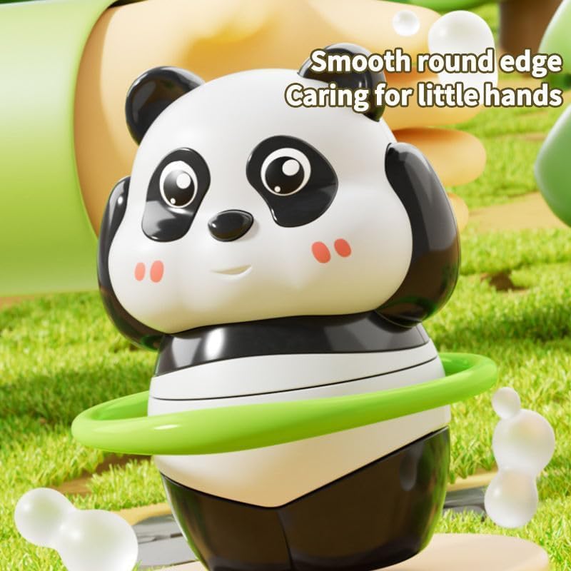 Cute Panda Action Toy Set for Kids, 3 PCS Interactive Rotating Panda Play Figures with Skateboard, Hula Hoop & Jump Rope, Gift for Boys and Girls Age 3+