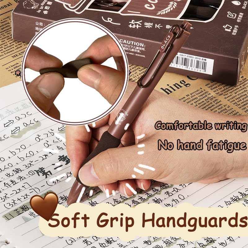 Set of 5 Coffee Theme Gel Pens for Writing, 0.5mm Black Ink Aesthetic Pen with Soft Grip, Cute Kawaii Stationery for Girls & Boys, School Office Use, Return Gift for Kids