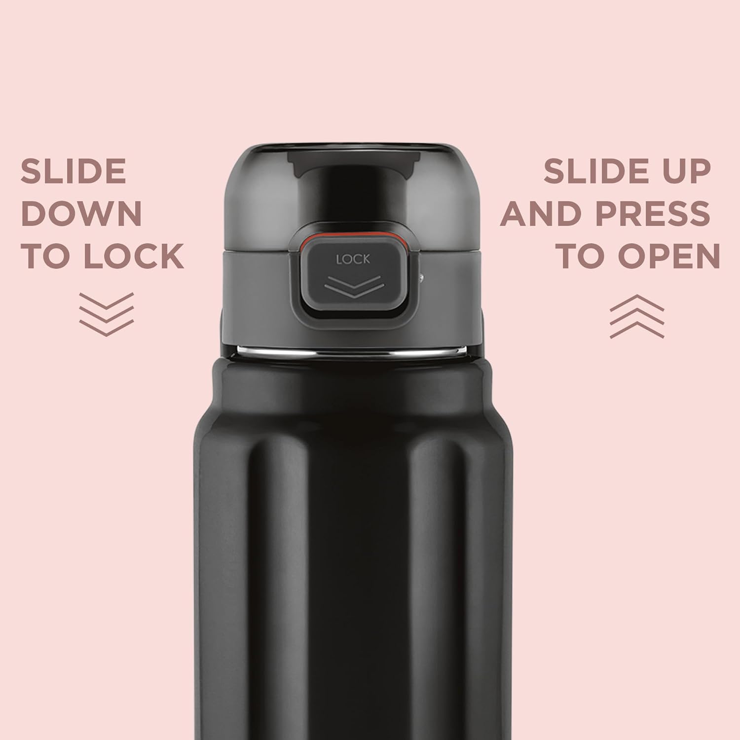 Milton Taurus 600 Steel Thermoware, Inner Stainless Steel, PU Insulated, Leak Proof Water Bottle for School Kids, Office, Gym, Easy to Carry Handle, 560 ml, Black