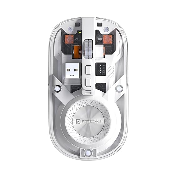 Portronics Toad 8 Transparent Wireless Bluetooth Mouse with Dual Wireless (BT + 2.4 GHz),  Noise-Free Clicking,  Multi-Device Pair