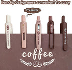 Set of 5 Coffee Theme Gel Pens for Writing, 0.5mm Black Ink Aesthetic Pen with Soft Grip, Cute Kawaii Stationery for Girls & Boys, School Office Use, Return Gift for Kids
