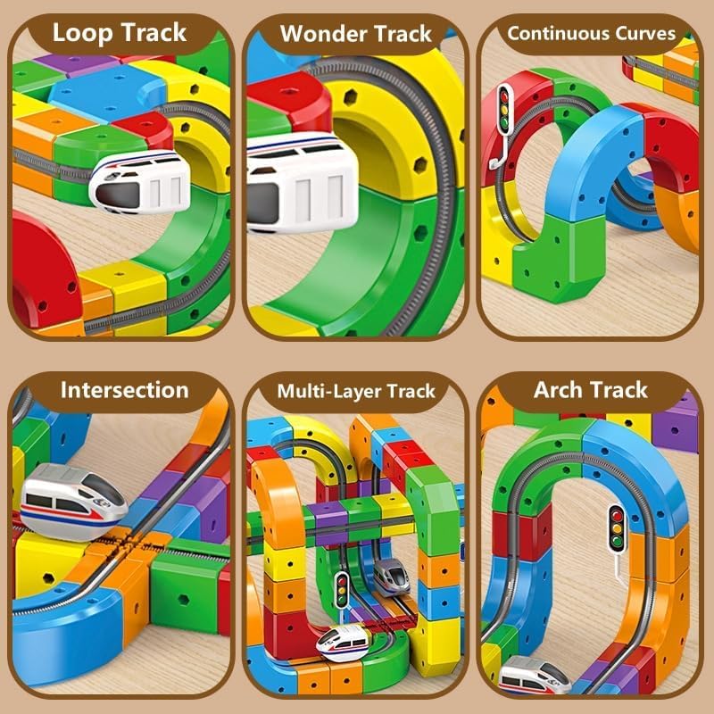 Anti-Gravity DIY Cube Track Magic Rail Train Set, 51 Pcs, for Ages 3+ | Educational Building Track Toy, Multicolour, Loop, Multi-Layer Tracks