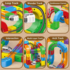 Anti-Gravity DIY Cube Track Magic Rail Train Set, 51 Pcs, for Ages 3+ | Educational Building Track Toy, Multicolour, Loop, Multi-Layer Tracks