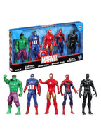 Marvel 6-Inch (15 CM) Hulk, Captain America, Iron Man, Spider-Man, & Black Panther Action Figure Set with Shield Accessory, Super Hero Toys, Ages 4+, Birthday Gift for Kids
