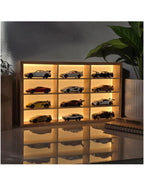 Wooden LED Hot Wheels Organizer Diecast Toy Car Stand, Lighting Display Rack, Living Room, Balcony, Office Decor.