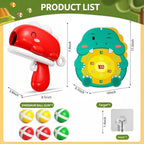 Dinosaur Ball Shooting Toy for Kids, Sticky Target Dart Board Game with Soft Balls, Indoor Outdoor Shooting Game Set for Boys & Girls