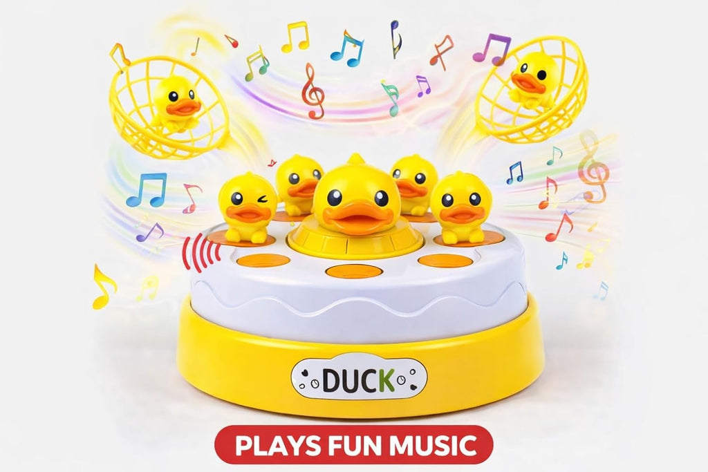 Bouncing Duck Catch Game with Music – Interactive Jumping Duck Toy Rotating Board Catch & Toss Game for Kids & Family, Fun Developmental Toy| Age 3+