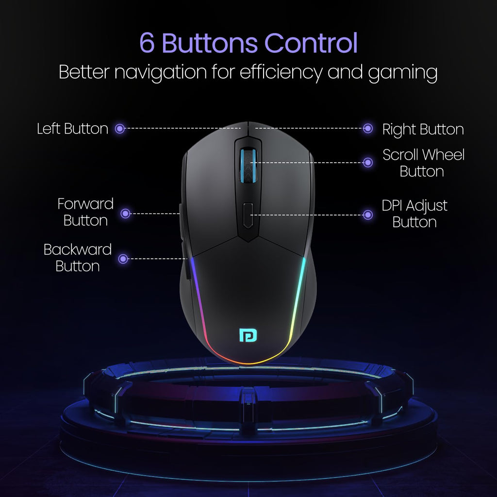 Portronics Toad One Bluetooth Mouse with 2.4 GHz & BT 5.3 Dual Wireless,Design for Laptop, Smartphone, Tablet (Black)