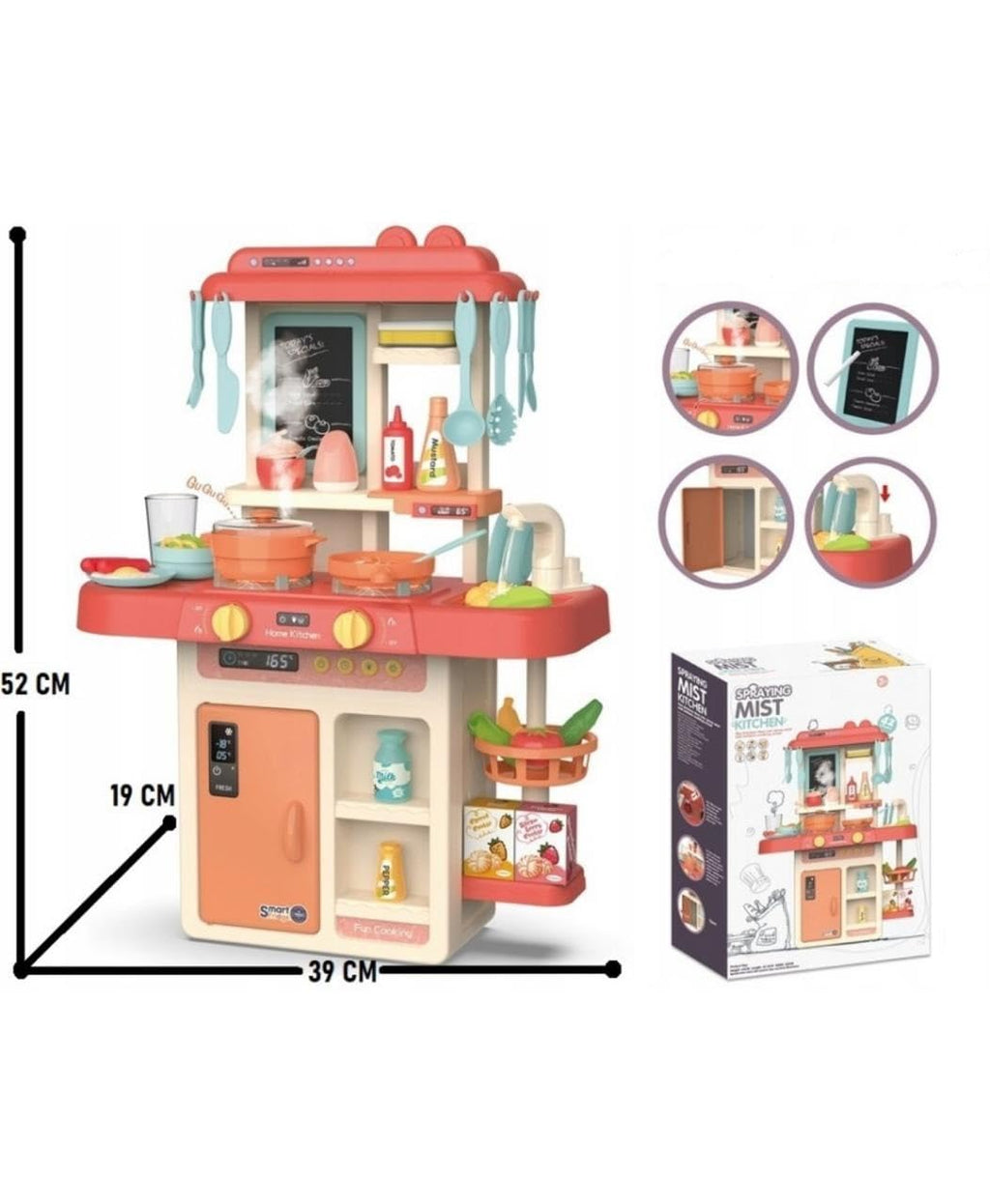 Kitchen Playset for Kids, Kitchen Set for Toddler with Gas Sound & Light, Cooking Stove with Steam ,Toy Kitchen Accessories with Running Water, Kitchen Toys for Kids Girls Boys (42 Pcs)