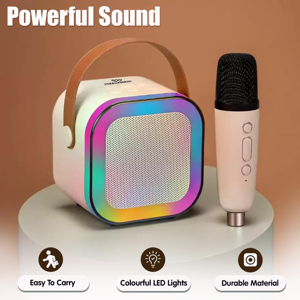 Rechargeable Karaoke Mic with Speaker for Singing | Wireless Mini Portable Bluetooth Speaker with Microphone & LED Lights | Cute Birthday Gift  Musical Toys for Kids and Adults