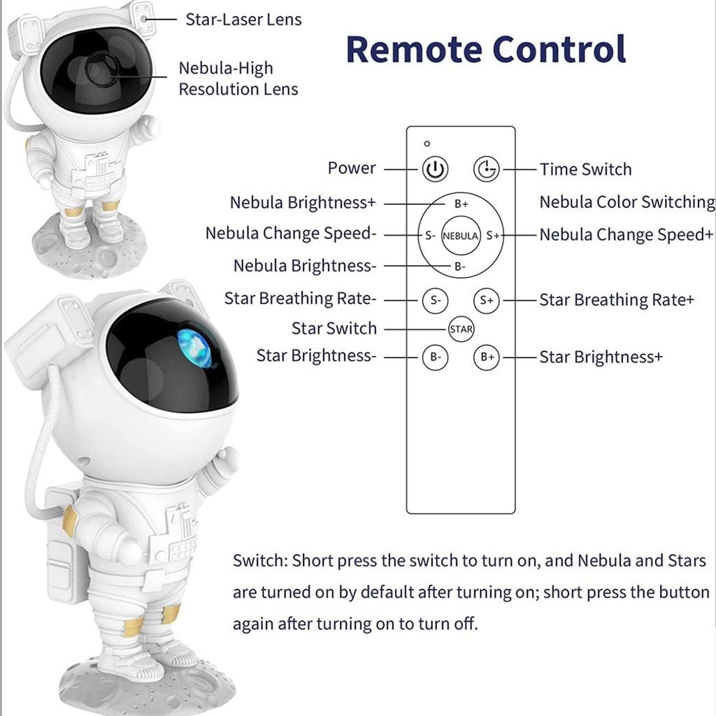Astronaut Galaxy Projector Night Light – 360° Rotating Star Projector with Remote Control, Timer & Adjustable Head – Space Lamp for Kids’ Bedroom, Gifts, Gaming Room, Home & Décor