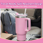 Stainless Steel Insulated Tumbler with Handle, Lid & Straw | Hot & Cold Large Travel Mug Water Cup for Gym, Office & Outdoor Use | Leakproof | 1200 ml(Pink)